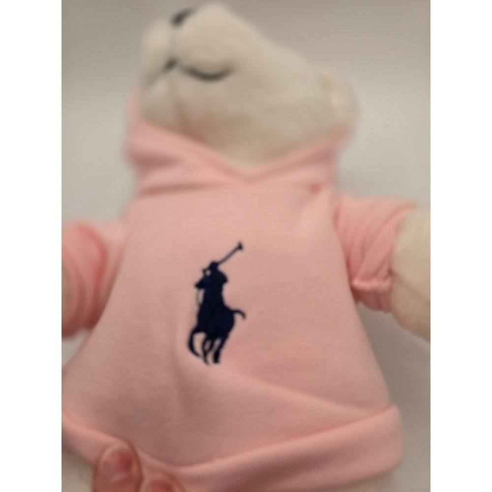 Ralph Lauren Romance White Teddy Bear Pink Hoodie Pony Logo Plush Toy - Picture 2 of 8